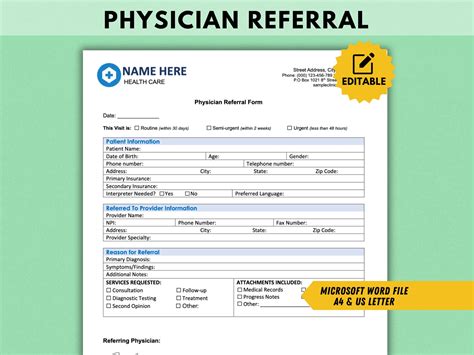 Patient Referral Form Template Doctor Referral Physician Referral Form ...