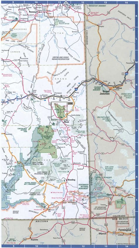 Map of Utah Southern. Free highway road map UT with cities towns counties
