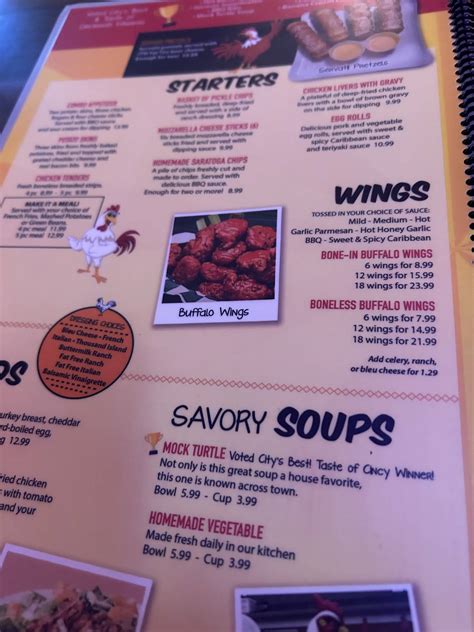 Menu at Ron's Roost restaurant, Cincinnati