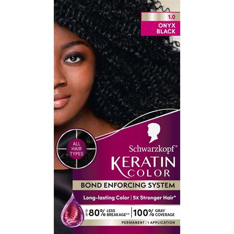 Schwarzkopf Keratin Color Permanent Hair Color - 1.0 Black Onyx - Shop ...