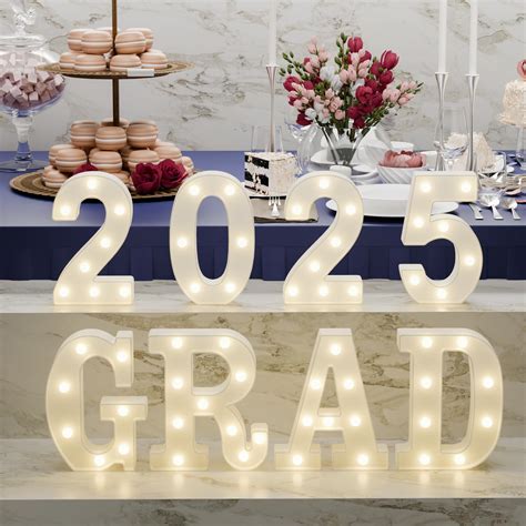 Graduation Party Decorations 2025-8 LED Long Marquee Light Up Letters ...