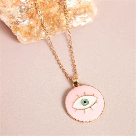 Buy Pipa Bella by Nykaa Fashion Pink Enamel Evil Eye Pendant Online