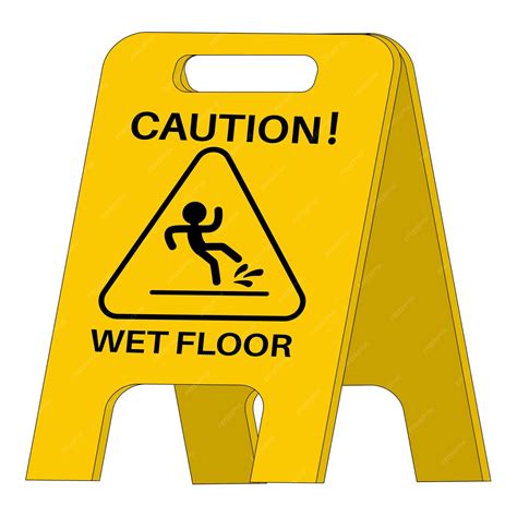 Premium Vector | Cartoon caution wet floor sign on the nameplate in ...