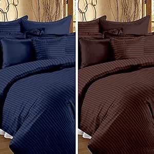 Sky Tex Super Saver Combo of 2 Satin Beauties Blue & Brown Colored King ...