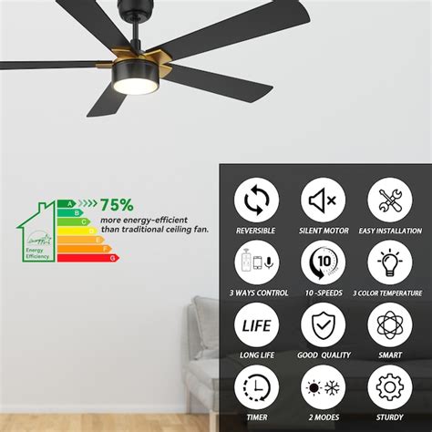 CARRO USA Granby 52-in Black Indoor/Outdoor Smart Ceiling Fan with ...