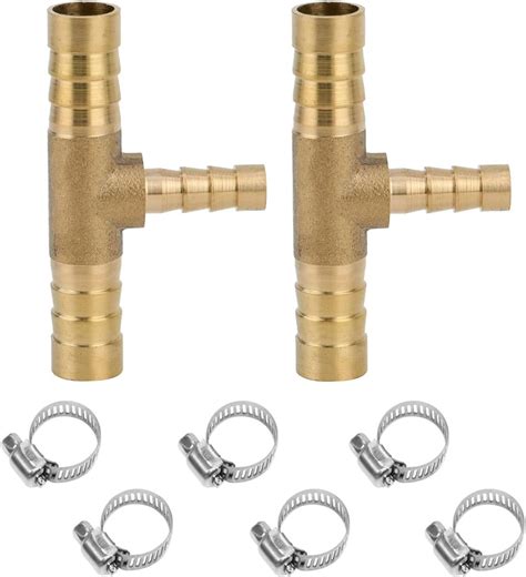 Amazon.com: Closmos 2pcs Brass Hose Barb Reducer Tee Reducing T-fitting ...