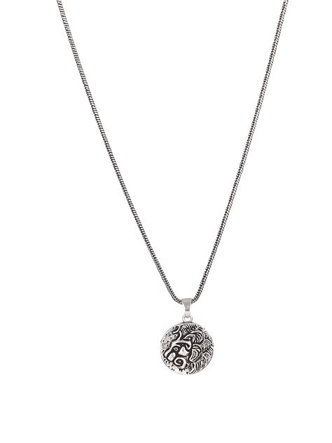 Bold by Priyaasi Lion Embossed Coin Silver-Plated Pendant Chain for Me