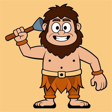 A cartoon of a caveman holding a hammer with a hammer | Premium AI ...