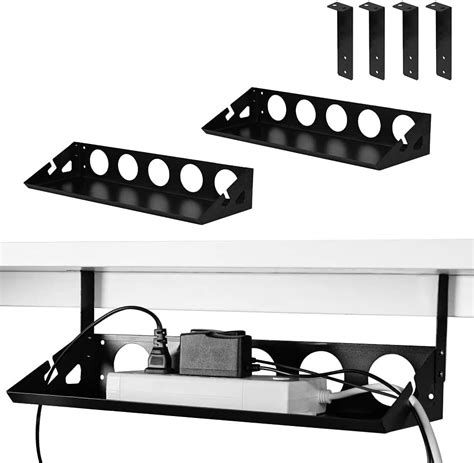 INDIAN DECOR 41622 Pack of 2 Under Desk Cable Management Tray Organizer ...