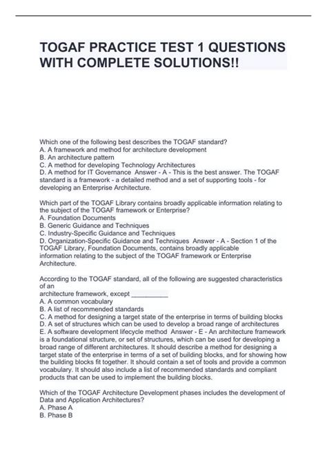 Image result for TOGAF Practice Questions