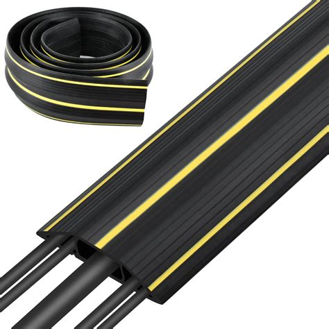 Floor Cable Protector 2m Rubber Floor Cable Cover with 3 Cord Channels ...