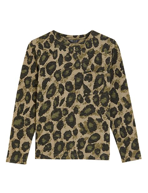 Buy Pure Cotton Animal Print Long Sleeve Top at Marks & Spencer