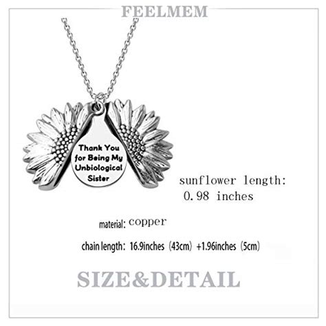 Buy FEELMEM Sunflower Necklace Unbiological Sister Gift Thank You for ...