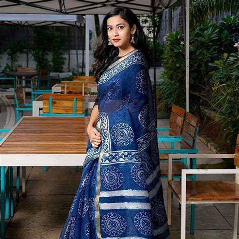 Fantastic Blue Colored Festive Printed Pure Linen Saree – Ibis Fab