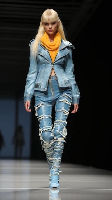 Premium Photo | Model poses at the runway during fashion show