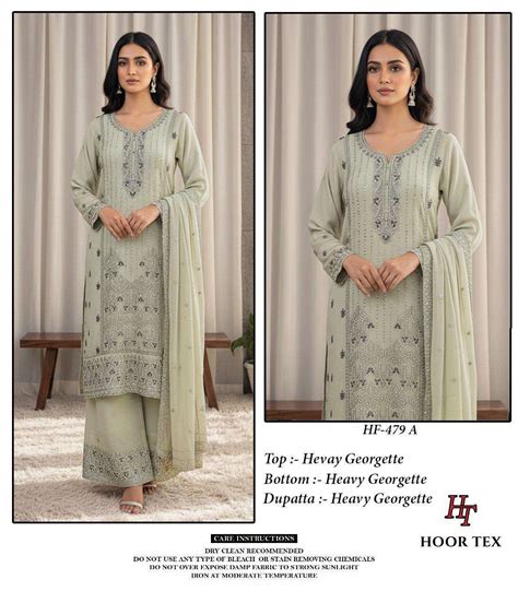 Hoor Tex HF-479 Pure Georgette Embroidery Pakistani Dresses Wholesale ...