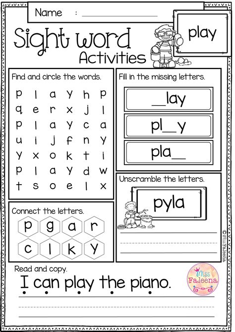 Sight Word Activities (Pre-Primer) | Sight word worksheets ...