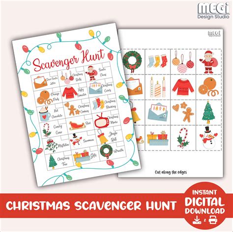 Printable christmas scavenger hunt for kids holiday scavenger hunt game ...