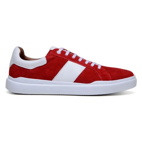 Men's Belvedere Olivier Suede Tennis Shoe in Red & White ...