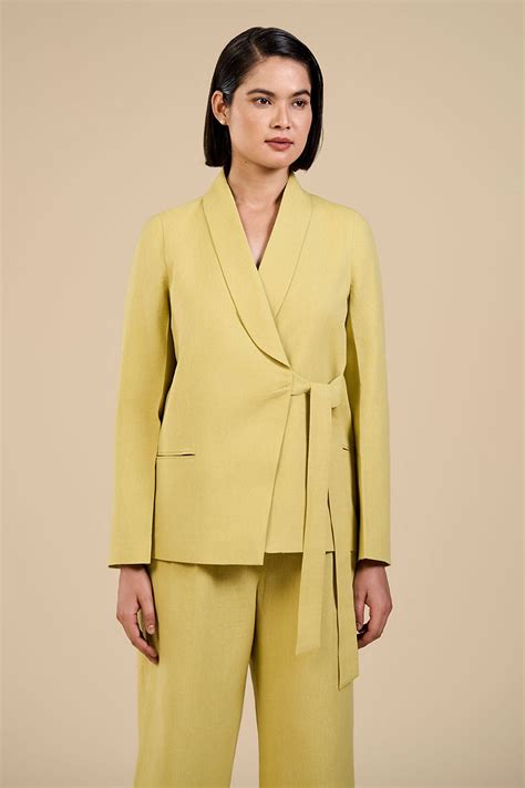 Shop Lime Green Jade Knot Blazer by ORIGANI at House of Designers ...