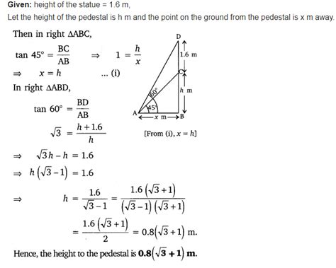 A statue, 1.6 m tall, stands on the top of a pedestal. From a point ...