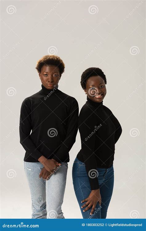 Smiling African American Girls in Black Stock Photo - Image of beauty ...