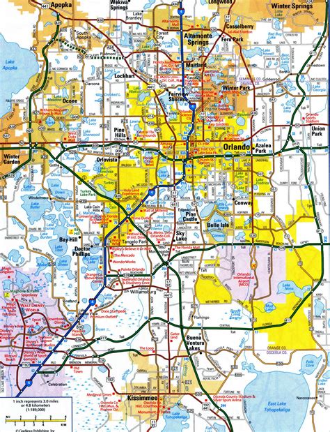 Road map of Orlando Florida USA street area detailed free highway large - US map