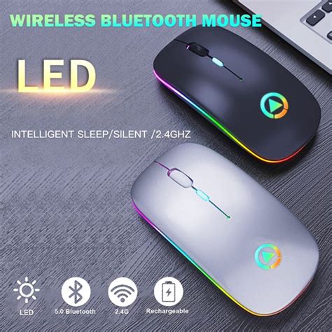 High Quality Bluetooth 5.0 LED Light Wireless Mouse Rechargeable RGB ...