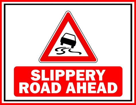 Slippery road traffic rules ahead sign – Artofit