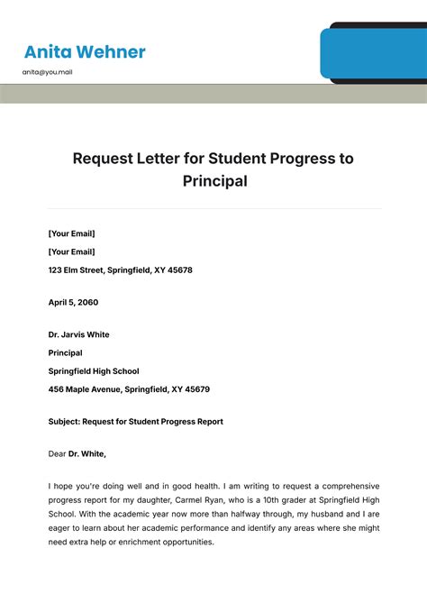 Progress Report Letter