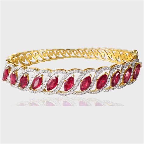 Discover timeless elegance with our Ruby Marquise and Diamond Bracelet ...
