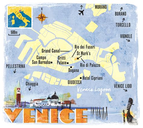 Venice map by Scott Jessop. March 2014 issue | Venice map, Illustration travel, Illustration map