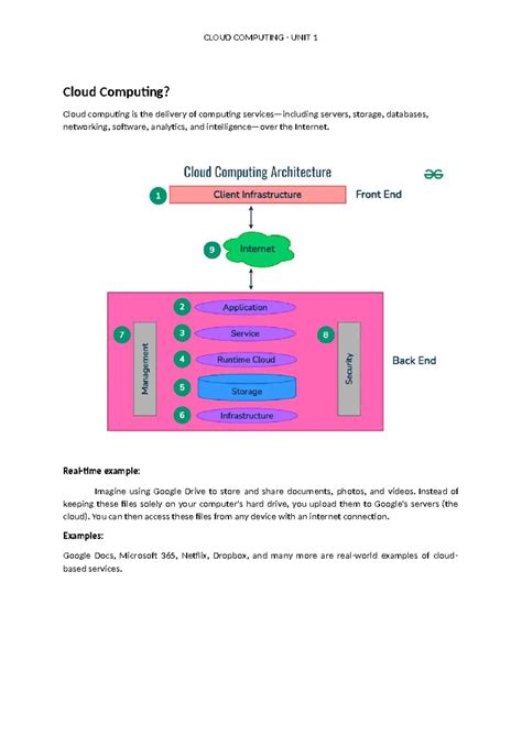 CLOUD COMPUTING UNIT 1: Key Concepts and Service Models - Studocu