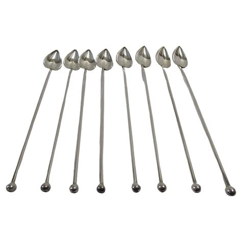 Set of 8 Sterling Silver Mint Julep Iced Tea Straw Spoons with Heart ...