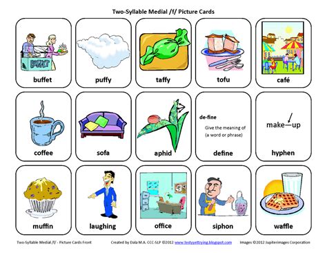 Testy yet trying: Medial F: Free Speech Therapy Articulation Picture Cards
