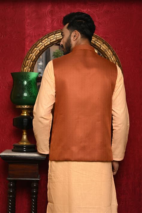 HAMSAFAR Men’s Brown Jute Look Nehru Jacket – Hamsafar Emporium