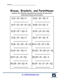 Braces, Brackets, and Parentheses Worksheets - 15 Worksheets.com