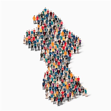 Crowd people group forming a map of guyana. | Premium Vector