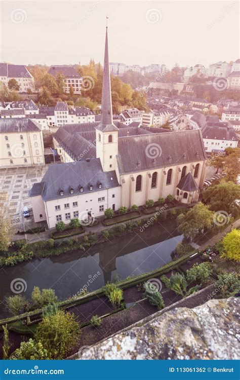 Neumunster Abbey in Luxembourg City Stock Photo - Image of river, religion: 113061362