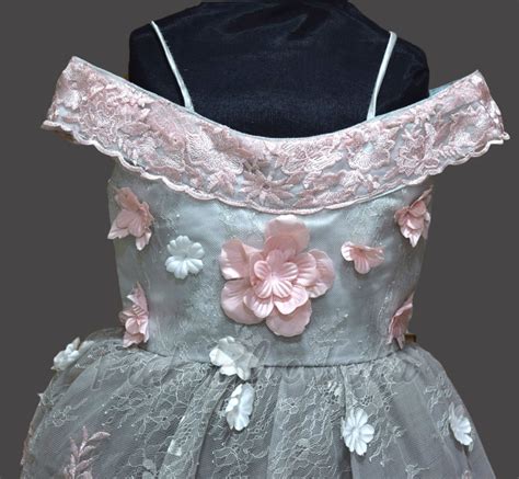 Princess Grey Flower Girl Gown Dress - Birthday Party Wear