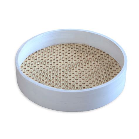 Rattan Round Handwoven Multipurpose Decorative White Tray | Home Decor ...
