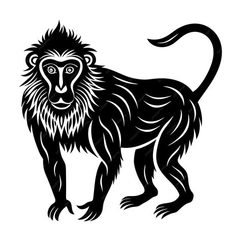Download monkey baboon silhouette vector illustration white background ...