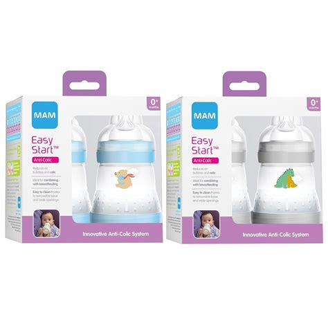 MAM Easy Start Anti-Colic Slow Flow Bottles 5 oz (4-Count) Gray and ...
