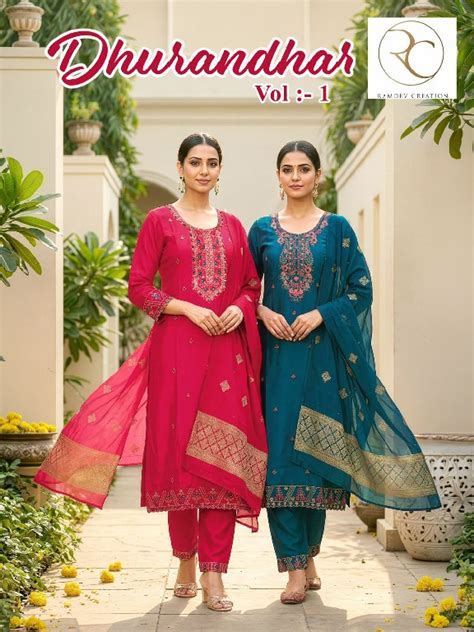 RAMDEV CREATION DHURANDHAR VOL 1 WHOLESALE READYMADE ROMAN WITH WORK ...