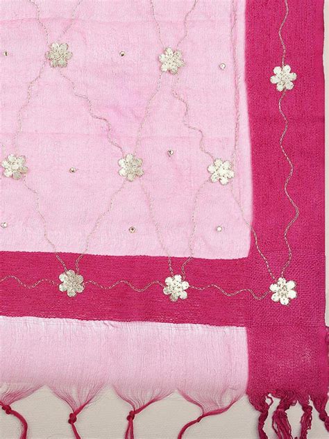 Pink Organza dupatta with Gotta Patti Work Dupatta Bazaar