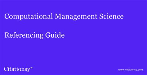 Image result for Computational Management Science