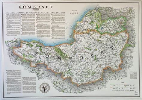 Somerset Map County Map of Somerset Vintage Map Print of Somerset ...