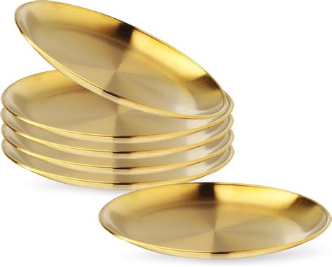 Amazon.com | Stainless Steel Plates,6 Pack 304 Stainless Steel Dishes ...