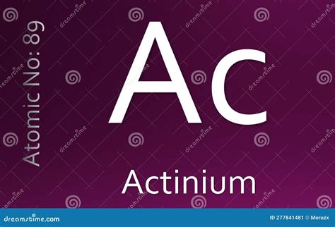 Actinium Ac Chemical Element Of Periodic Table Isolated On White Background. Metallic Symbol Of ...