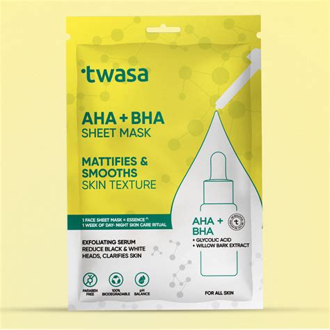 Buy Best AHA BHA Sheet Mask Online in India for Exfoliation – Twasa ...